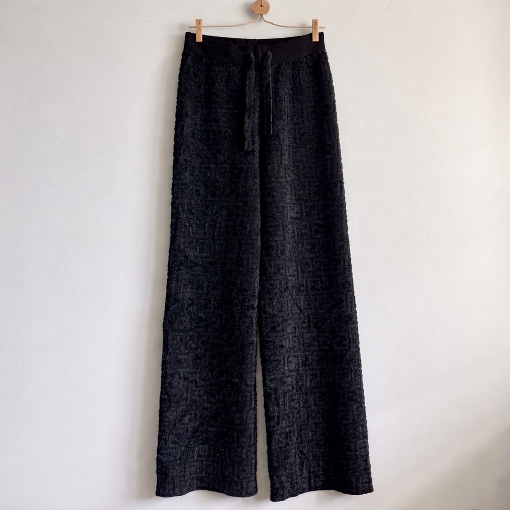 Fendi Vibe FF Monogram Knit Wide Leg Pants Black White 2025 New Women’s Size 4